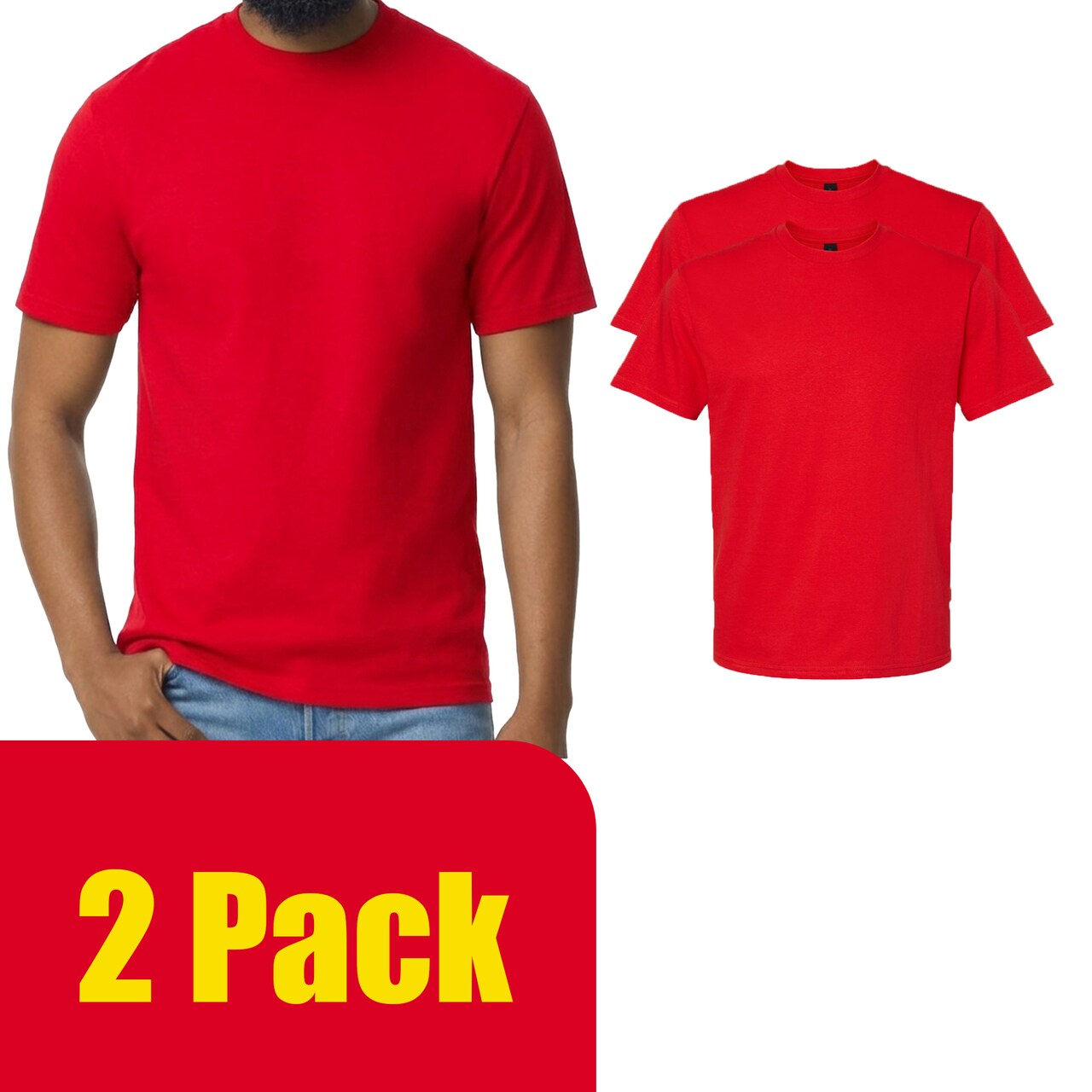 Gildan Adult's Softstyle Midweight Cotton T-Shirt, Red Arts & Craft Plain Tee